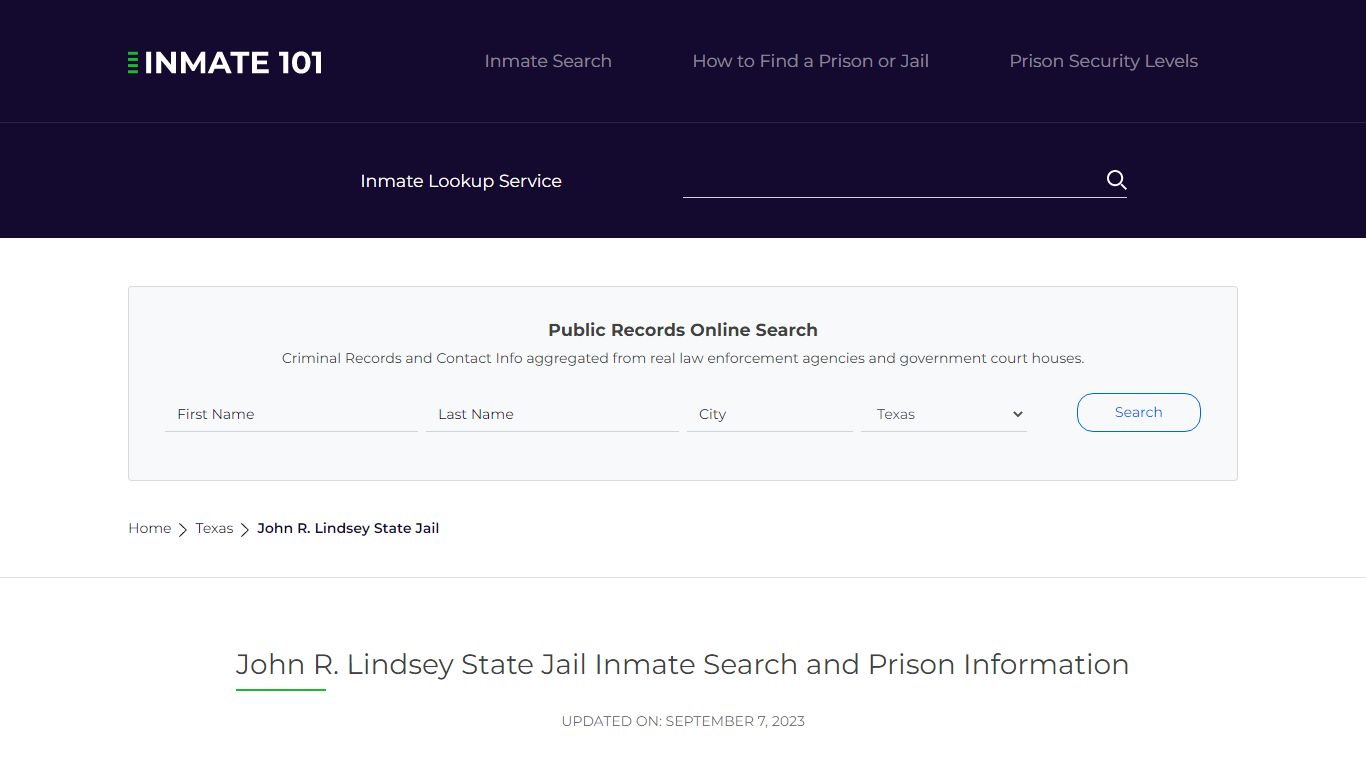 John R. Lindsey State Jail Inmate Search, Visitation, Phone no ...